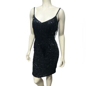 Jacqueline Ferrar Black Sequin Mini Dress